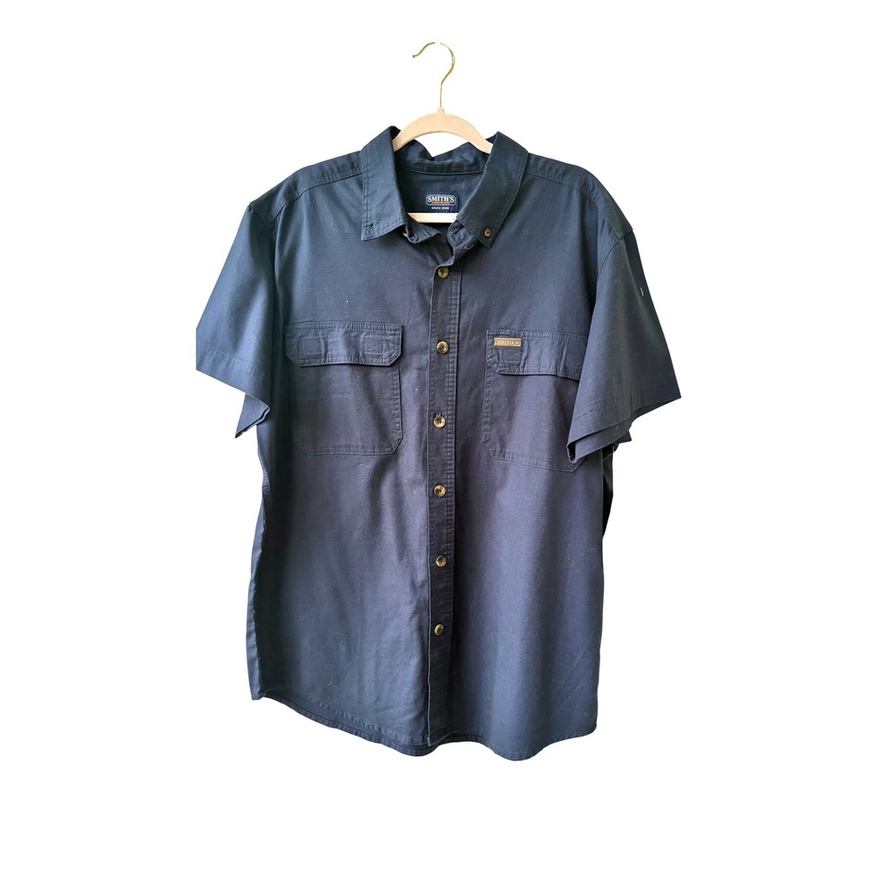 Smith's Workwear Men's Medium Navy Stretch Work Shirt NWT S3152S Button Up